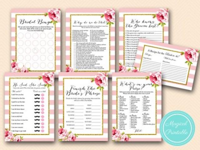 wedding photo - Floral Pink Chic Bridal Shower Games - Magical Printable