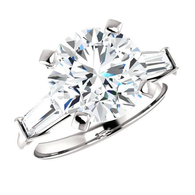 wedding photo - 4 Carat Round Cut Harro Gem Moissanite & Tapered Baguette Diamond Engagement Ring, Moissanite Rings, Custom Jewelry, Handmade Rings - $4450.00 USD