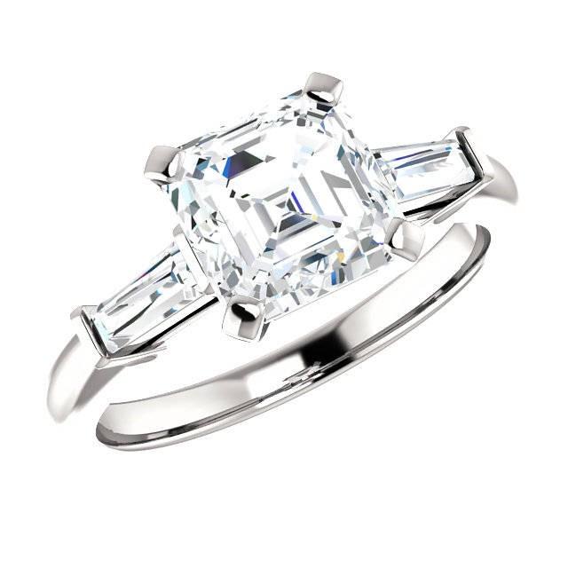 wedding photo - Raven Fine Jewelers, 1.80 Carat Asscher Cut Supernova Moissanite & Tapered Baguette Diamond Engagement Ring, Asscher Rings, Moissanite Rings, Handmade Rings - $2560.00 USD