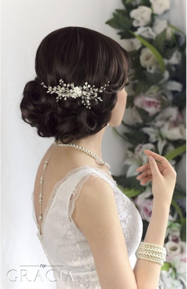 wedding photo - ALEXA bridal hair comb pearl wedding comb by TopGracia