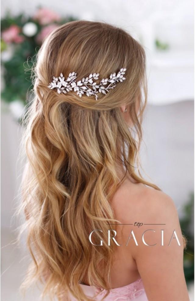 wedding photo - AMALTHEIA Flower Crystal Bridal hair comb - Rhinestone Wedding Headpiece by TopGracia