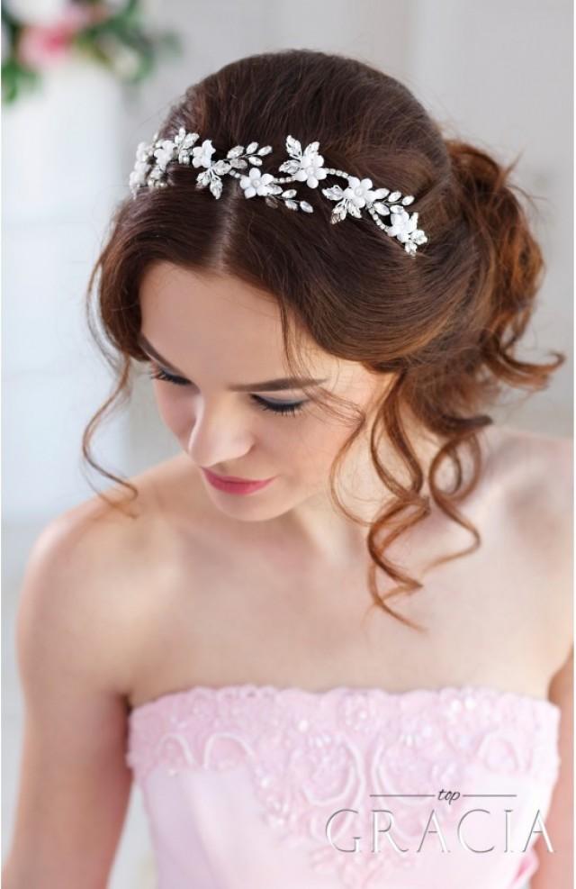 wedding photo - DEMETRA Crystal Flower Bridal Hair Piece by TopGracia