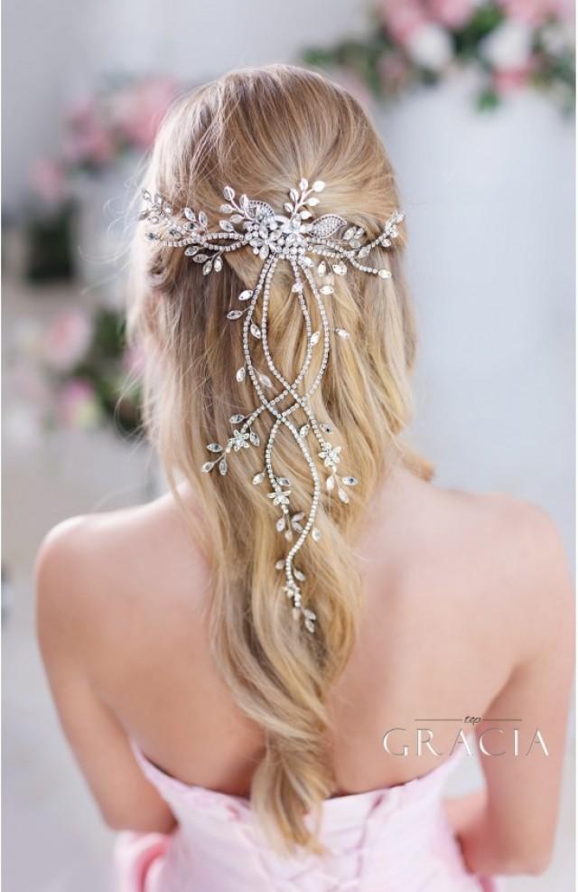 wedding photo - DIANTHE Crystal Wedding Hair Vine With Leaf Bridal Hair Comb by TopGracia
