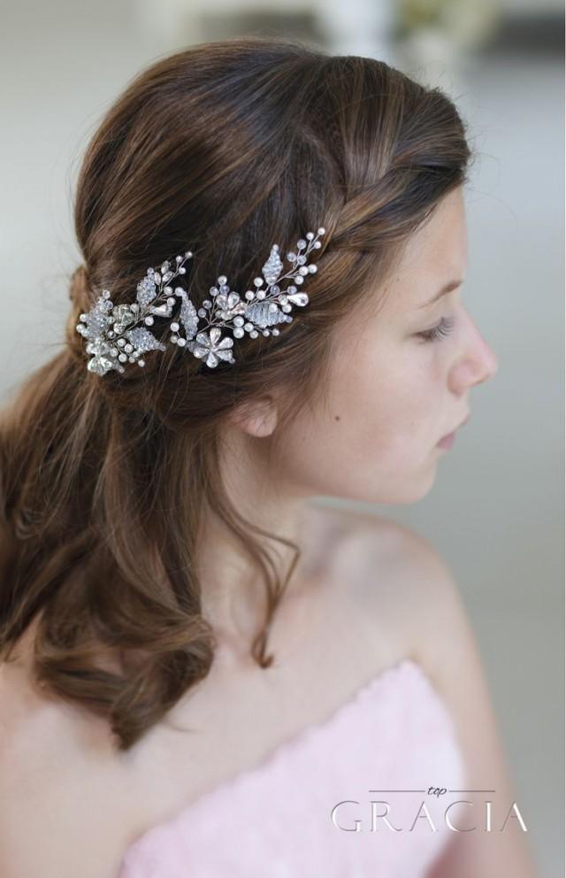 wedding photo - GLYKERIA Crystal Flower Hair Pins Wedding Hairpins Bobby Pins
