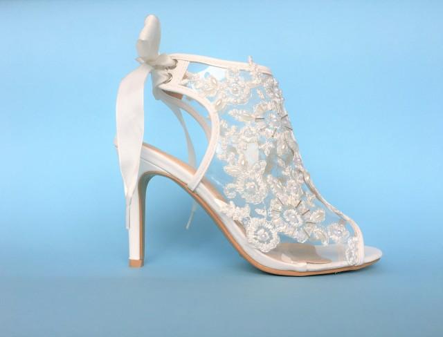 lace bridal wedges
