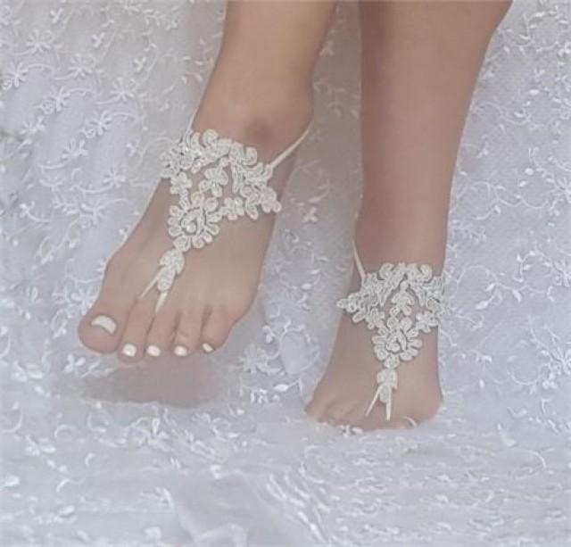 wedding photo - Silvery Beach Wedding Barefoot Sandals Bridal Acessories Bridesmaid Gift