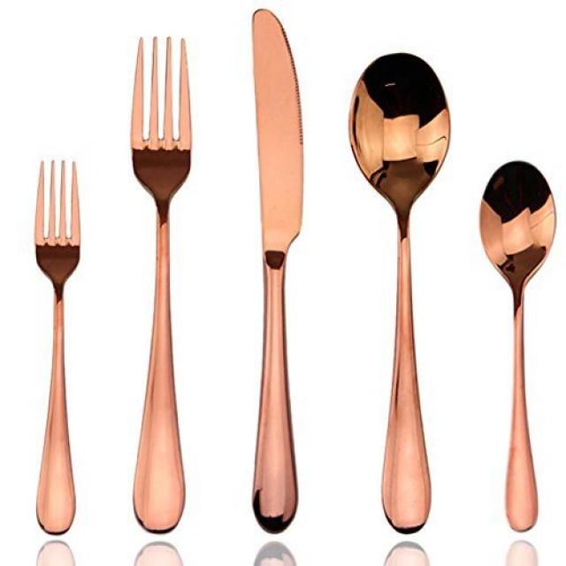 Flatware Sets, Luxury 20 Pieces Rose Gold Plated 18/10 Stainless Steel Cutlery Silverware Dinnerware Flatware Sets,Service For 4 