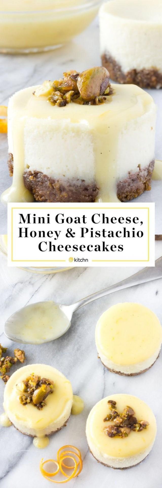Goat Cheese, Honey & Pistachio Mini Cheesecakes With Meyer Lemon Cream