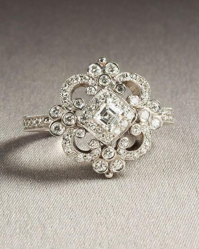 DUCHESS - Diamond Engagement Ring Or Right Hand Ring SEMI-MOUNT-14K White Gold - Weddings- Luxury- Brides - Art Deco - BP0011