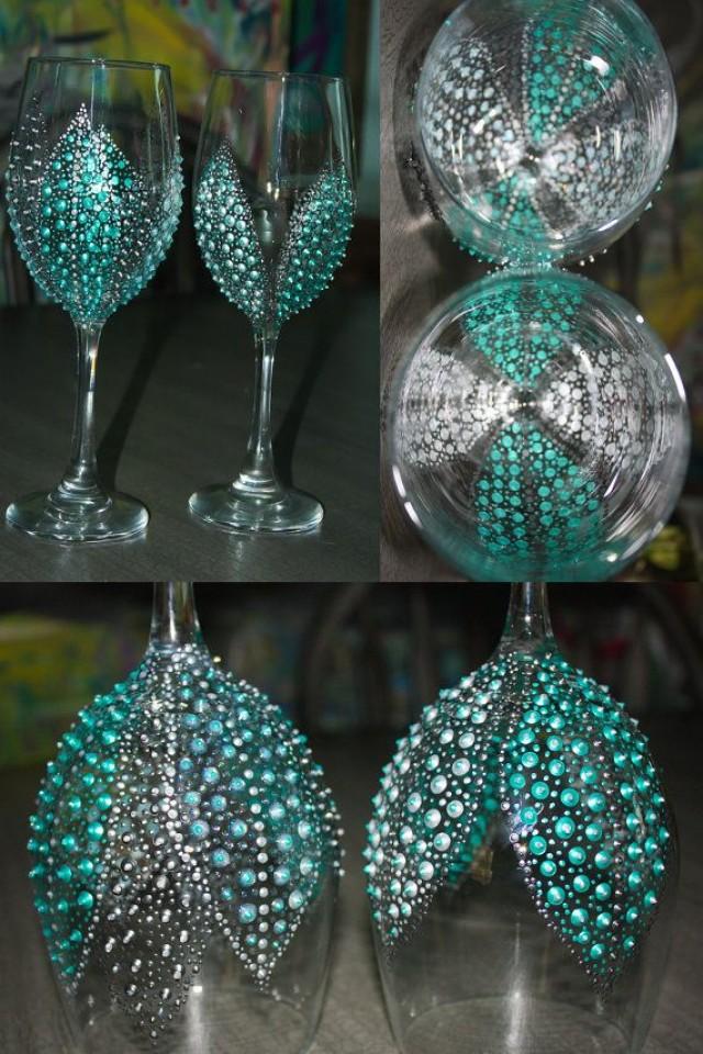 Bridal Shower Party Favors!! Hand Painted Wine Glasses Breakfast At Tiffanys By SteeleMagnoliaDesign, $20.00 