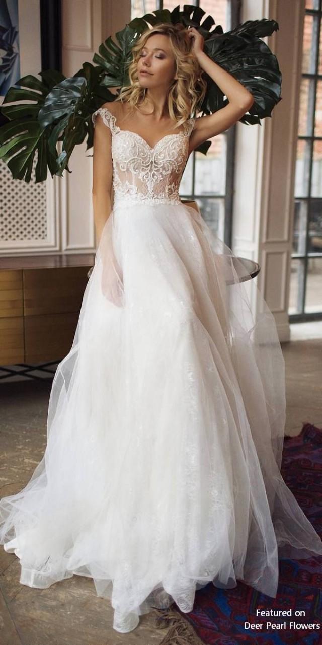 Donatella - Off Shoulder Illusion Lace Back Wedding Dress