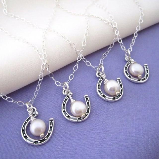 Bridesmaids' Necklaces For A Country Wedding - Lucky Horseshoe And Pearl 