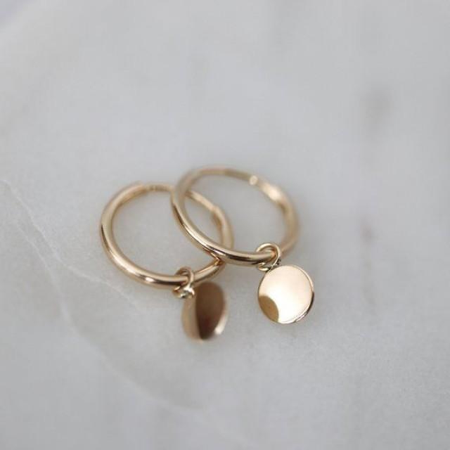 Etsy 14k Gold Filled Hoop Earrings With Gold Discs 