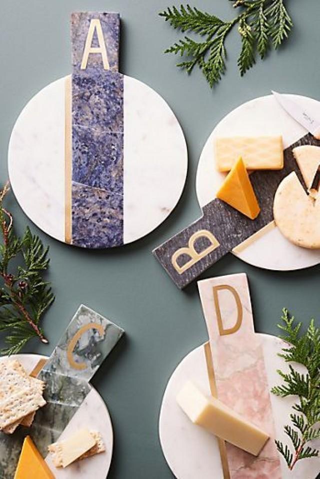 Marbled Monogram Cheese Board 