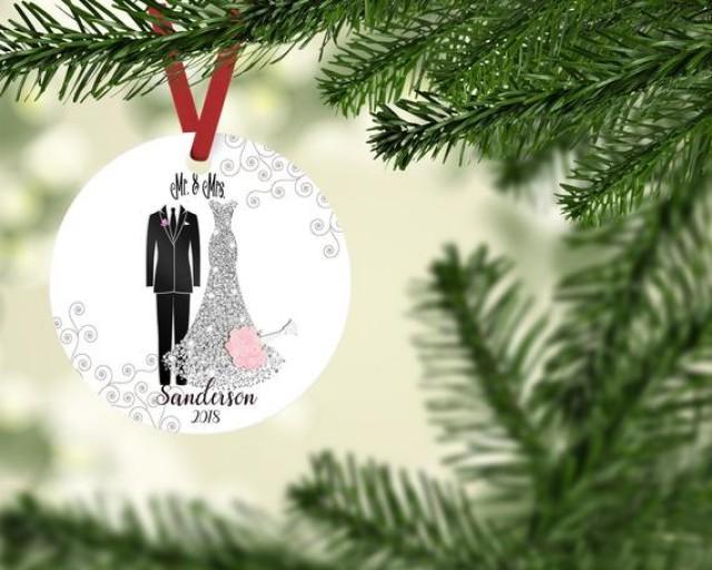wedding photo - Newlywed Gift, Gifts for Newlyweds, Mr. & Mrs. Ornament, Our First Christmas Together, Personalized Christmas Gift,Couples Gift
