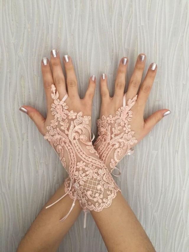 wedding photo - Wedding Gloves, Bridal Gloves, Blush lace gloves, Handmade gloves, Goth bride glove bridal gloves lace gloves fingerless gloves, Steampunk