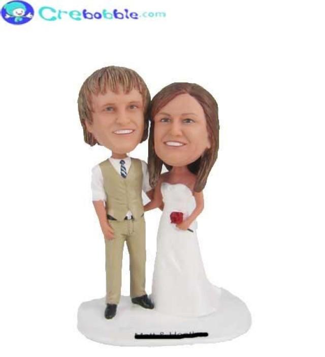 wedding photo - custom wedding cake toppers bride and groom