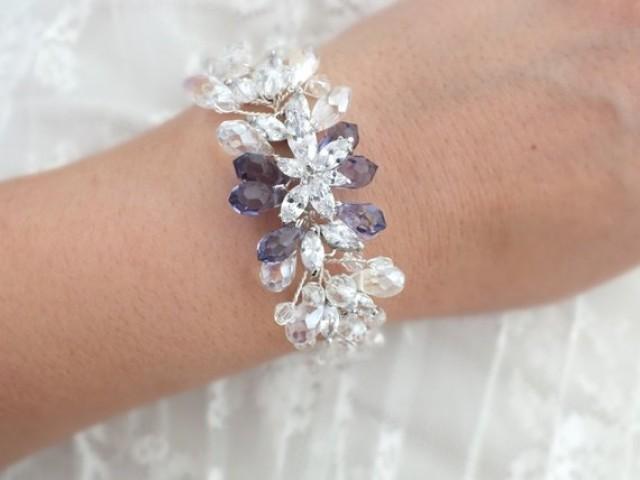 wedding photo - Wedding Bracelet, Rhinestone Bridal Bracelet, Bridal Cuff, Rhinestone bracelet, Crystal Pearl Bracelet, Wedding Jewelry, Rhinestone Cuff,