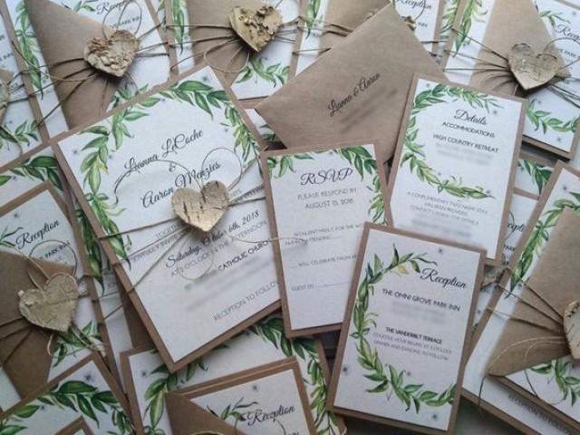 wedding photo - Greenery Wedding Invitation Set, Boho Wedding Invitation, Botanical Wedding Invitation, Garden Wedding, Rustic Wedding Invitation