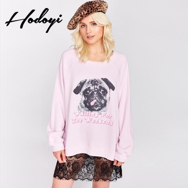 Fall 2017 new ladies ' dog print fashion leisure loose long sleeve sweater women - Bonny YZOZO Boutique Store