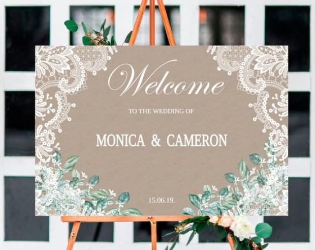 wedding photo - Ructic Wedding Welcome SignTemplate, Lace, Jasmin Welcome to the Wedding Printable, Welcome Board, Instant Download, Templett.