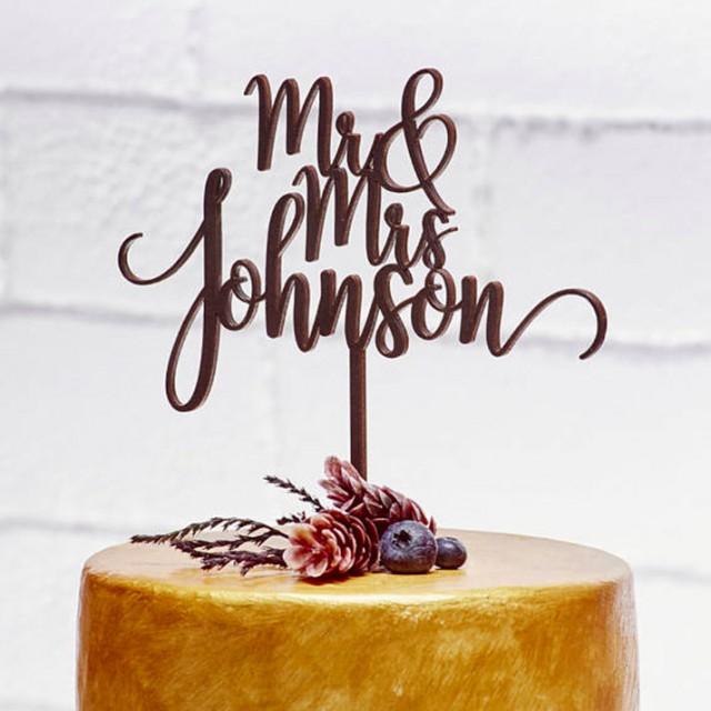 wedding photo - FREE SHIPPING-Custom Wedding Cake Toppers Love Anniversary Cake Topper Bride and Groom Wood Cake Topper Mr Mrs Wedding Cake Decorations