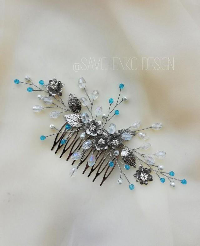 wedding photo - Something blue flower Bridal Hair Accessories