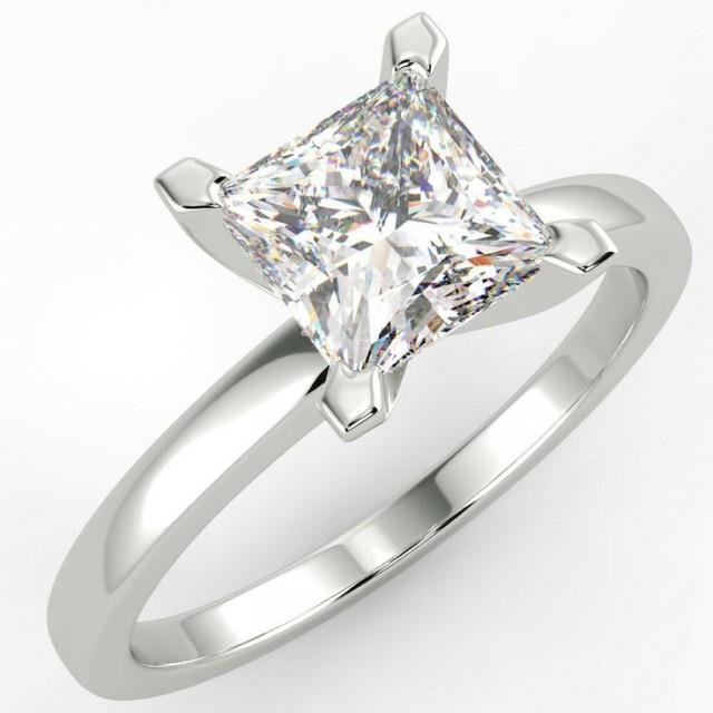 Engagement Rings From Ebay UK - #engagementrings #rings 1 Ct Princess Cut VS2/E Solitaire Diamond Engagement Ring 14K White Gold - 0.… 