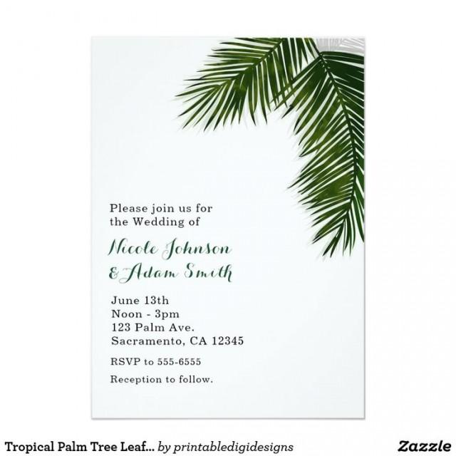 Tropical Palm Tree Leaf Elegant Wedding Invitation 