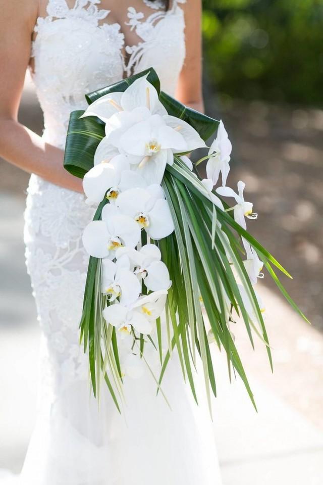 Tropical Wedding Bride Bouquet. White Orchids And Palms. Event Design & Coordination By Greg Boulus Events, Based … 