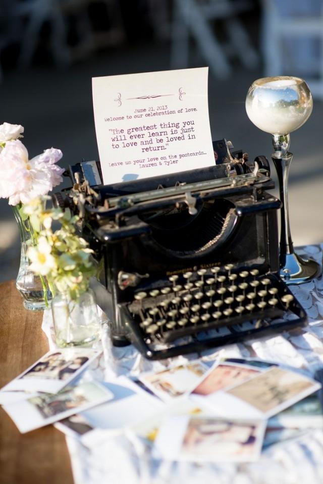 Vintage Wedding Reception. #typewriter 