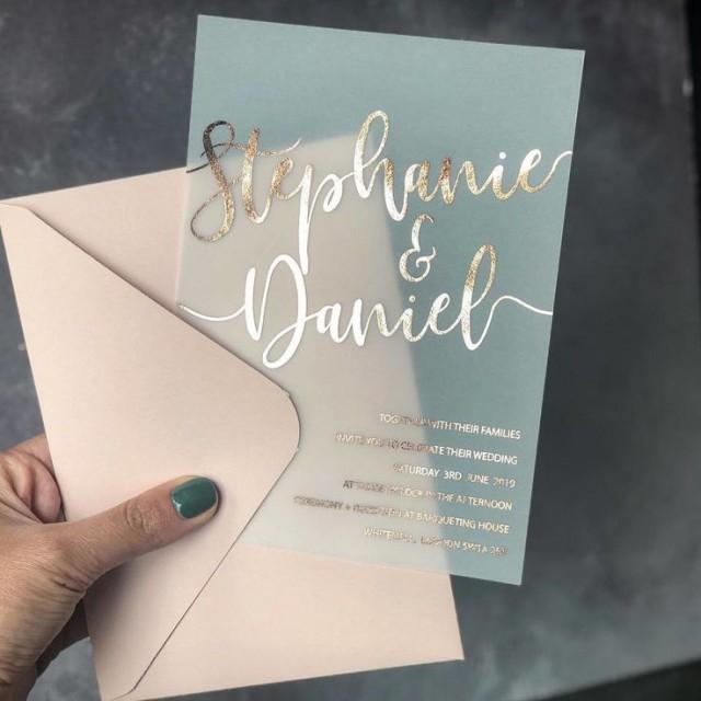 One Fine Day On Instagram: “Why Not Branch Out From Paper And Try These Transparent Invites With Metallic Writing? We Love Keen Couple… 