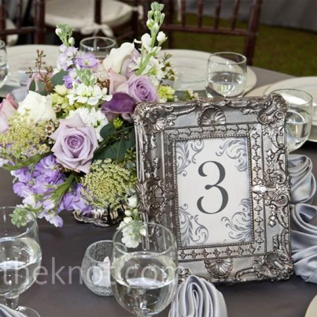 Vintage Purple And Silver Pewter Decor-- Wedding Reception Tables     #wedding #reception  Wedding Ideas And Inspiration 