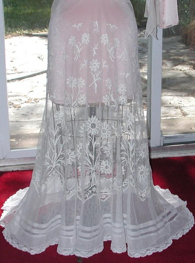 No. 500 ANTIQUE (1910) Edwardian Tambour Lace Bridal Skirt, Excellent Condition