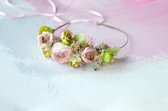 wedding photo - Succulent flower crown Blush pink succulent crown Wedding woodland headband Succulents headpiece Bride crown Photo Prop