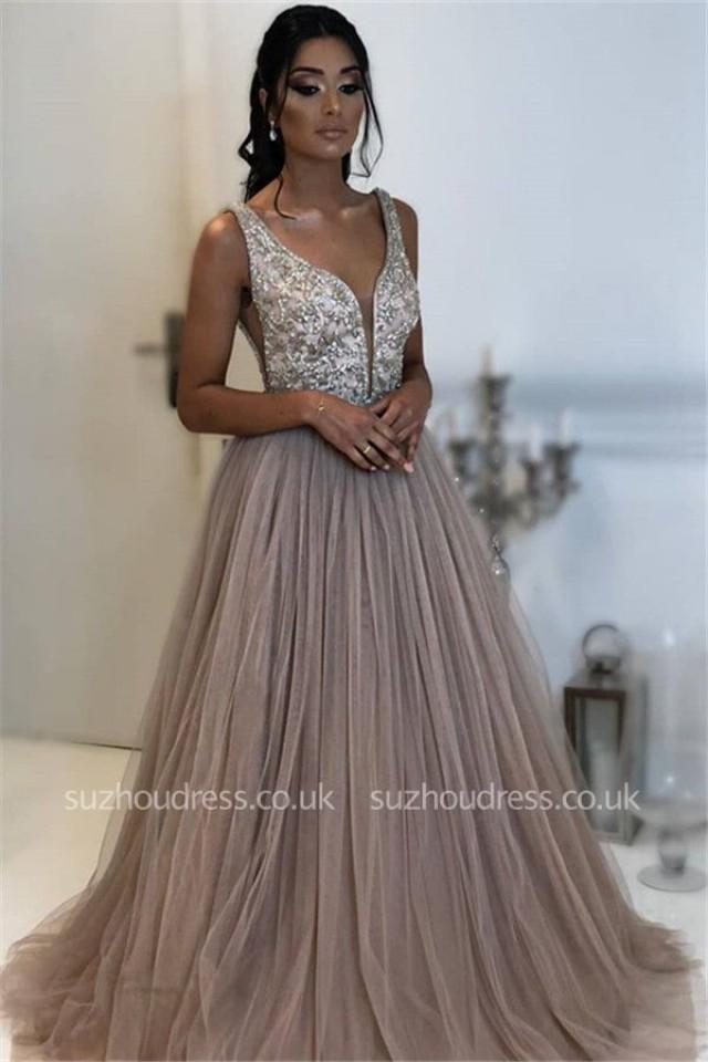 wedding photo - Elegant Fitted Sleeveless Applique Tulle Evening Dresses Online 