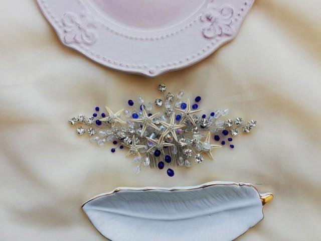 wedding photo - royal blue mermaid hair piece