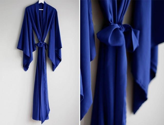1 custom long &quot;Noguchi&quot; kimono in faux silk. Long bohemian bridal Flapper kimono robe with pockets Tall curvy women duster Gift for her