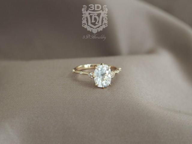 wedding photo - Elongated cushion antique cut Moissanite engagement ring with diamonds made in your choice of solid 14k yellow, white, or rose gold