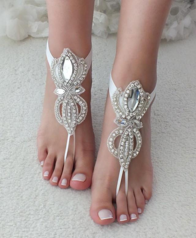 wedding photo - EXPRESS SHIPPING Rhinestone barefoot sandals bridal anklet Beach wedding barefoot sandal foot accessories Bridal jewelry Bridesmaid gift