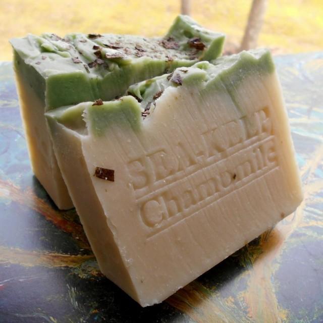 wedding photo - Sea Kelp Moss Natural Soap with Chamomile Herb and Cocoa Butter