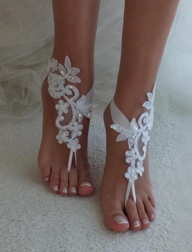 wedding photo - EXPRESS SHIPPING 6 COLORS Beach wedding barefoot sandals wedding shoes beach shoes bridal accessories beach anklets Bridesmaid gift
