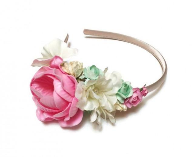 wedding photo - Flowergirl headband. Floral headband.