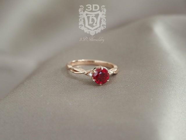 wedding photo - Ruby ring , Ruby engagement ring, Floral Ruby and diamond ring made in your choice of solid 14k rose gold, white gold, yellow gold