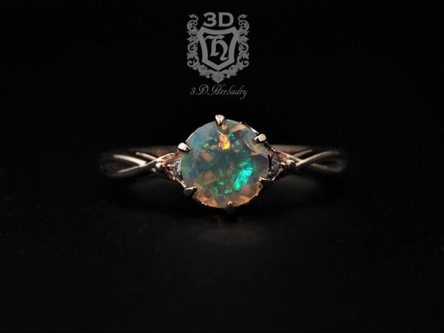wedding photo - Opal ring , Opal engagement ring, Ethiopian Opal Ring natural diamonds made with your choice of 14k rose gold, white gold, yellow gold
