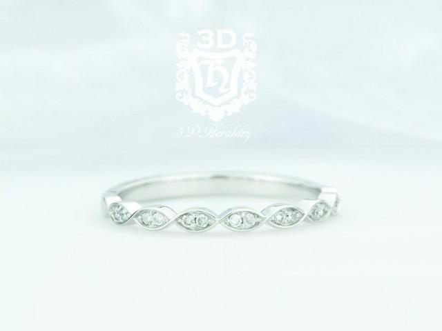 wedding photo - Womens wedding band, Eternity band with natural diamonds made with 14k white gold
