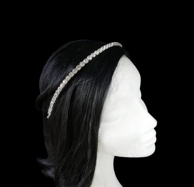 wedding photo - Rhinestone wedding headband, Crystal bridal hair piece. DRN-001