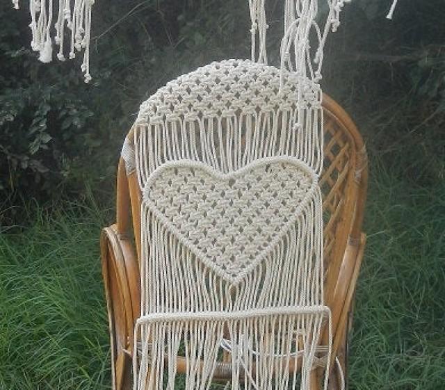 Haert design macrame chair Hanger for Weddings or Bridal Shower, Macrame Wedding Chair Decor, Bridal Shower Chair Decor, Boho Wedding Decor