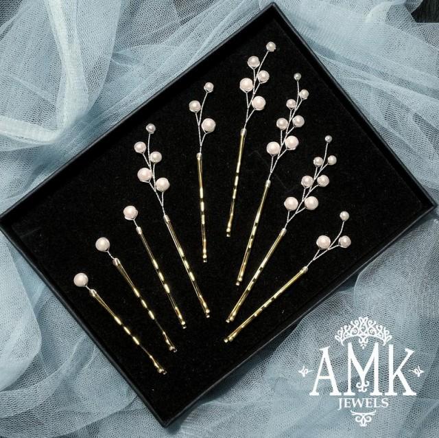 wedding photo - Set of hair pins, bridal bobby pins