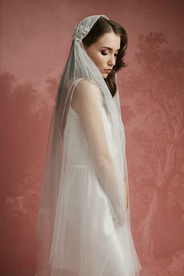 Lace Juliet Bridal Cap Veil with Blusher A11, Juliet Cap Veil, 1920s Veil, Cathedral Veil, Vintage Veil, Lace Wedding Veil, Lace Cap Veil